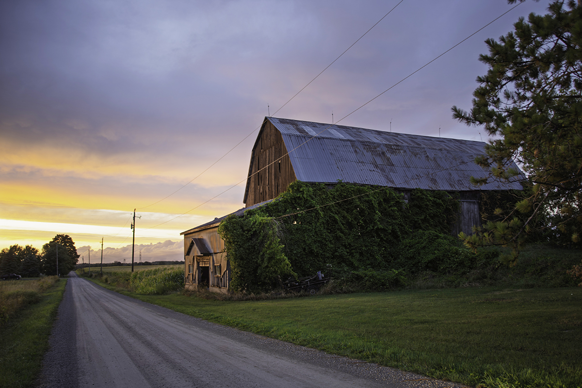 Sunset on a barn