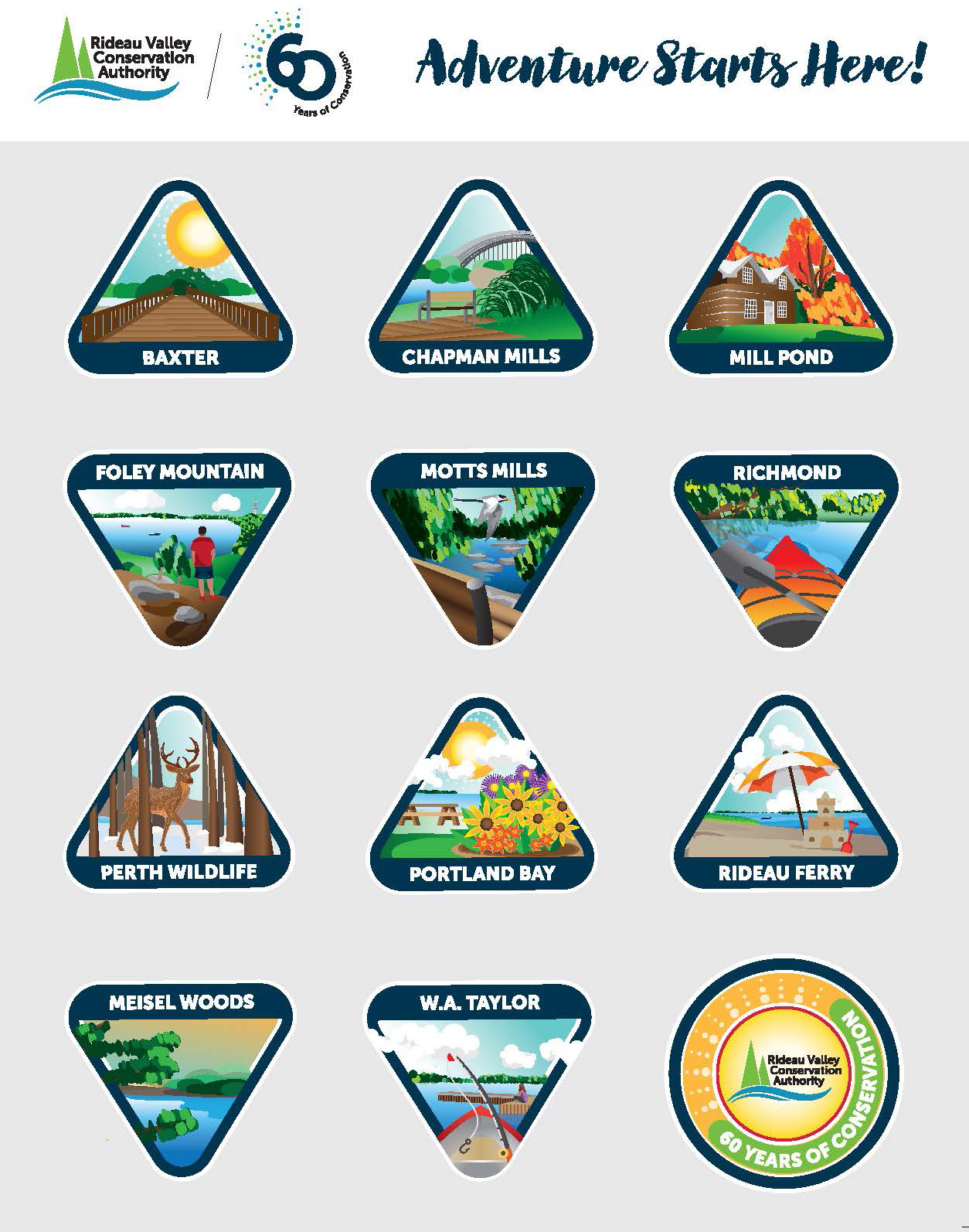 example of 12 free stickers depicting RVCA sites